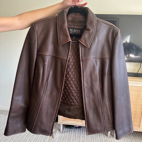 Wilson’s Pelle Studio Vintage Dark Brown Leather Jacket - Picture 1 of 9